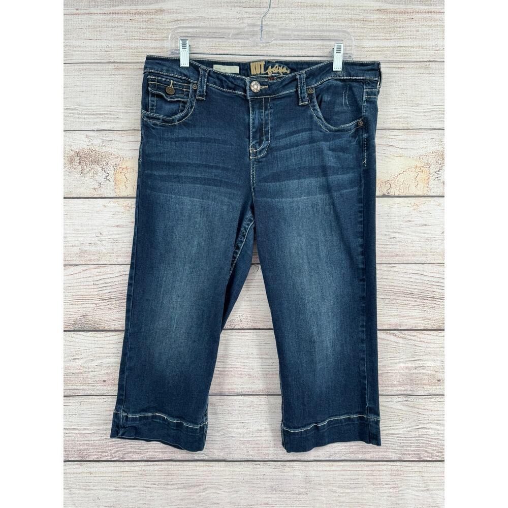Kut from the Kloth Nicole Crop Jeans Womens 14 Blue‎ Dark Wash Denim Embroidered